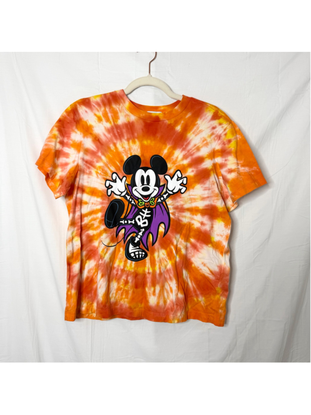 Disney Parks Mickey Mouse Halloween Tie-Dye Short Sleeve Tee, Size S, Orange